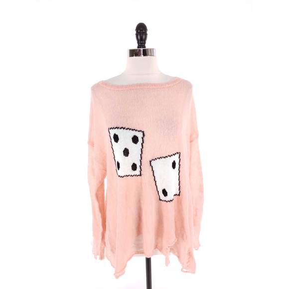 WILDFOX Distress Dice Bateau Slouchy Sweater - Picture 2 of 7